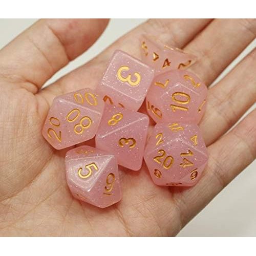  [아마존베스트]Polyhedral DND Dice Sets for Dungeons and Dragons(D&D) Role Playing Game(RPG),MTG,Pathfinder,Table Game Pink Translucent Sparkle Dice