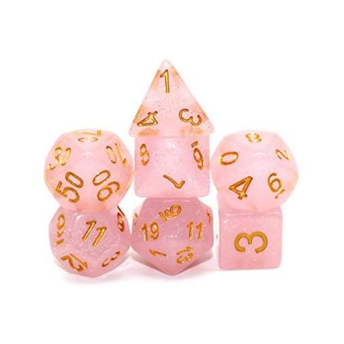  [아마존베스트]Polyhedral DND Dice Sets for Dungeons and Dragons(D&D) Role Playing Game(RPG),MTG,Pathfinder,Table Game Pink Translucent Sparkle Dice