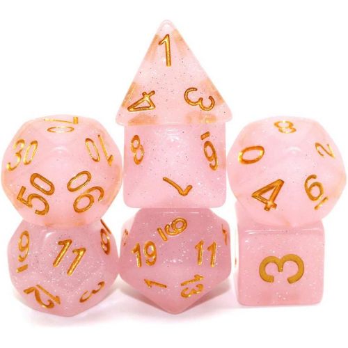  [아마존베스트]Polyhedral DND Dice Sets for Dungeons and Dragons(D&D) Role Playing Game(RPG),MTG,Pathfinder,Table Game Pink Translucent Sparkle Dice