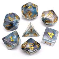 [아마존베스트]HD Dice DND Polyhedral Dice RPG Dice for Dungeons and Dragons,Pathfinder,MTG,D&D,Role Playing Games Black Blue Transparent Dice with Color Changing Glitter