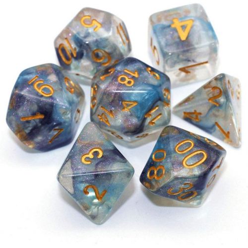  [아마존베스트]HD Dice DND Polyhedral Dice RPG Dice for Dungeons and Dragons,Pathfinder,MTG,D&D,Role Playing Games Black Blue Transparent Dice with Color Changing Glitter