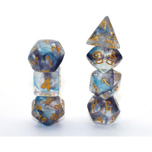  [아마존베스트]HD Dice DND Polyhedral Dice RPG Dice for Dungeons and Dragons,Pathfinder,MTG,D&D,Role Playing Games Black Blue Transparent Dice with Color Changing Glitter