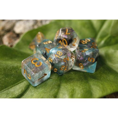  [아마존베스트]HD Dice DND Polyhedral Dice RPG Dice for Dungeons and Dragons,Pathfinder,MTG,D&D,Role Playing Games Black Blue Transparent Dice with Color Changing Glitter