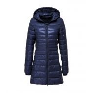 HD New Women Ultra Light Duck Down Filling Navy Blue Puffer mid Length Jacket Coat-SMLXLXXLXXXL