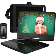 [아마존 핫딜]  [아마존핫딜]HD JUNTUNKOR 12.5 Portable DVD Player with 5 Hrs Rechargeable Battery, Unique Design for Dual Use Purpose, 10.1 HD Swivel Screen, Car Headrest Case, Remote Control, Car Charger, US