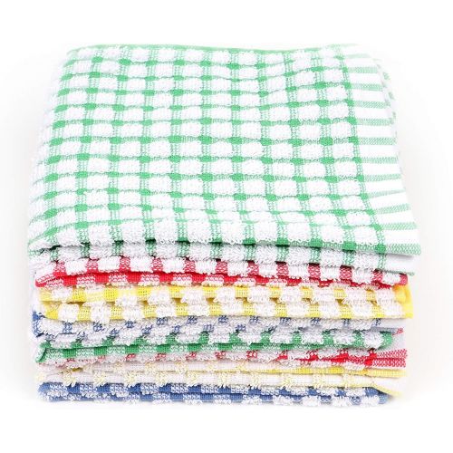  [아마존베스트]HD Kitchen Towels; Dishcloth Towel Set of 8 (12x12); 100% Cotton, Ultra Absorbent, Soft, Reusable Dish Rags; Great for Drying, Moping, Cleaning, Scrubbing; Multipurpose Tea Towel a