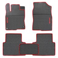 HD-Mart Car Rubber Floor Mat for Honda Civic 10th Generation 2016-2017-2018-2019 Custom Fit Black Red Auto Liner Mats All Weather, Heavy Duty & Odorless