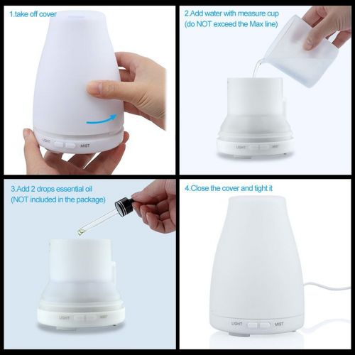  Hde HDE Aromatherapy Essential Oil Diffuser Color Change LED Cool Mist Humidifier