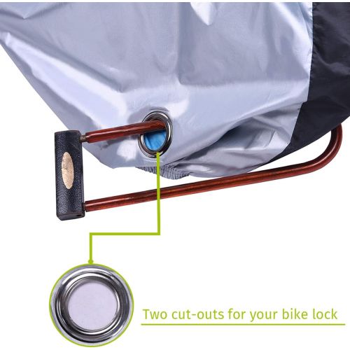  [아마존베스트]HDE Bike Cover Waterproof UV Protection Outdoor Indoor Bicycle Protector with Lock Hole for Bikes with Wheel Size Up to 29 inches (XL Silver and Black)