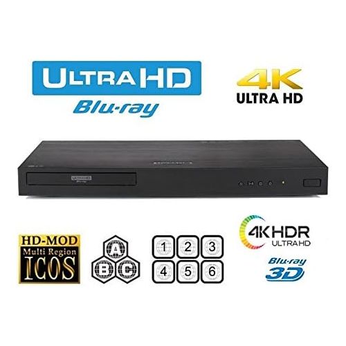  [아마존베스트]HDI New LG UBK90 UHD Streaming - 4K - 2D/3D - Region Free Blu Ray Disc DVD Player - PAL/NTSC - USB - 100-240V 50/60Hz for World-Wide Use & 6 Feet Multi System 4K HDMI Cable