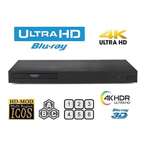  [아마존베스트]HDI LG UHD 4K Region Free Blu Ray Disc DVD Player - PAL NTSC Ultra HD - USB - 100-240V 50/60Hz for World-Wide Use & 6 Feet Multi System 4K HDMI Cable