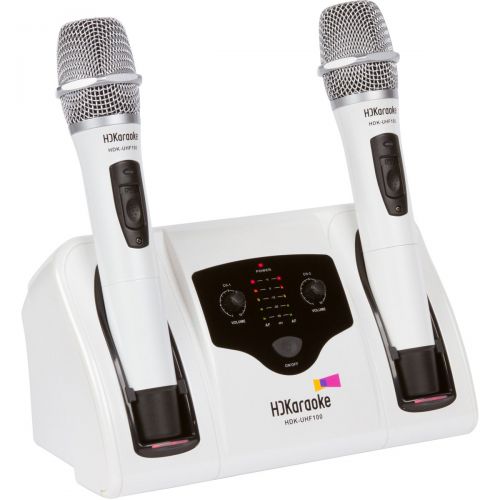  HDKaraoke Wireless Microphone System, White (HDK-UHF 100)