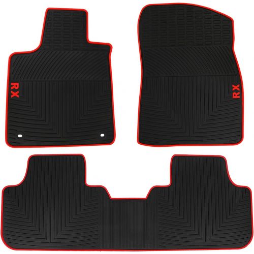  HD-Mart Car Floor Mats Compatible with Lexus RX 200T 350 350H 5 Seats 2015 2016 2017 2018 2019 Custom Fit for Black Red Rubber Car Floor Liners Set Heavy Duty