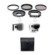 HDStars Filter Set for GoPro HERO3+ and HERO4 - Filter Kit Includes: Ultraviolet (UV), Circular Polarizer (CPL), Neutral-Density ND8 Filters - 52mm Adapter for Naked Camera + an Adapter fo