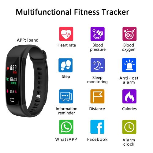  HDTOSNER Fitness Tracker, Wasserdicht IP68 Smartwatch mit Pulsmesser & Blutdruckueberwachung Aktivitatstracker Fitnessarmband fuer Android und iOS (Schwarz)