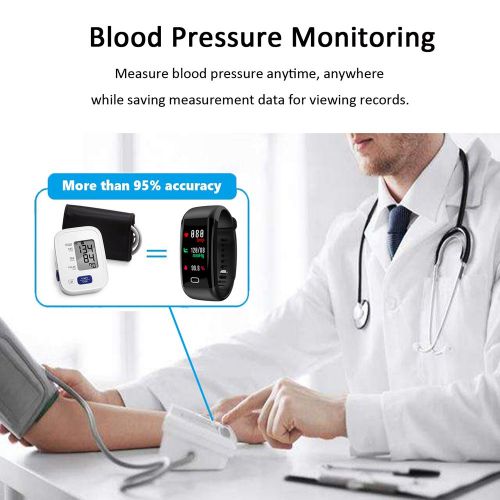  HDTOSNER Fitness Tracker, Wasserdicht IP68 Smartwatch mit Pulsmesser & Blutdruckueberwachung Aktivitatstracker Fitnessarmband fuer Android und iOS (Schwarz)