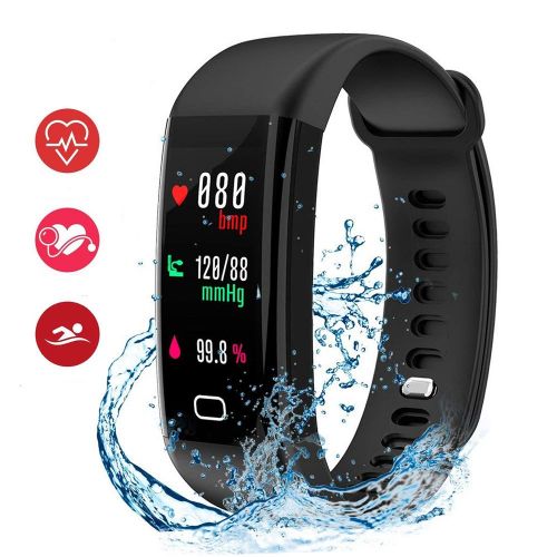  HDTOSNER Fitness Tracker, Wasserdicht IP68 Smartwatch mit Pulsmesser & Blutdruckueberwachung Aktivitatstracker Fitnessarmband fuer Android und iOS (Schwarz)
