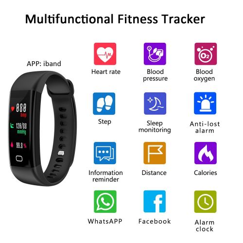  Fitness Tracker, HDTOSNER Wasserdicht IP68 Smartwatch mit Pulsmesser & Blutdruckueberwachung Aktivitatstracker Fitnessarmband fuer Android und iOS (Schwarz)