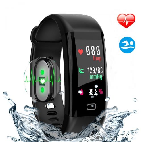  Fitness Tracker, HDTOSNER Wasserdicht IP68 Smartwatch mit Pulsmesser & Blutdruckueberwachung Aktivitatstracker Fitnessarmband fuer Android und iOS (Schwarz)