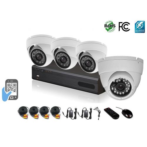  HDView 4 Channel 2.4MP 1080P HD Megapixel Security Camera Surge-Protection DVR Kit, With 1TB HDD, 4 x 2.4MP 1080P Infrared Cameras Package System