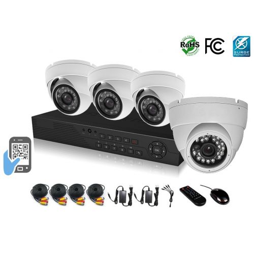  HDView 9CH Tribrid: 8 Channel DVR + 1 Channel NVR, HD 4-in-1 (TVIAHDAnalogIP) DVR Kit, with 1TB HDD, 4 x 2.4MP 1080P Infrared Security Cameras Package System, Surge-Protection