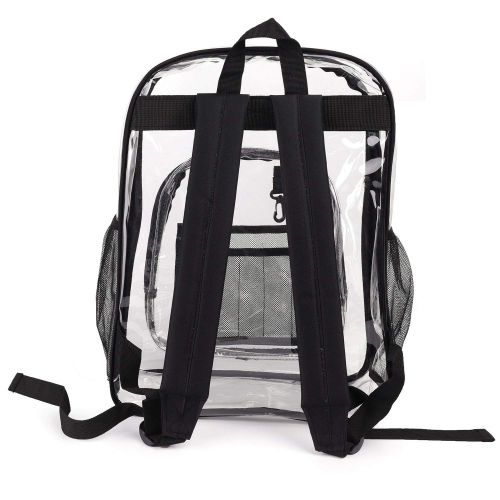  HDWISS Clear Kids Backpack Transparent Casual Daypack See Through Bookbag for School Sports Work Stadium Travel etc - Black