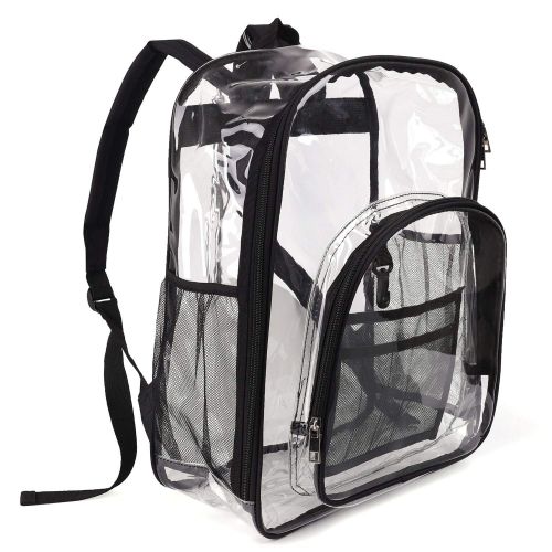  HDWISS Clear Kids Backpack Transparent Casual Daypack See Through Bookbag for School Sports Work Stadium Travel etc - Black