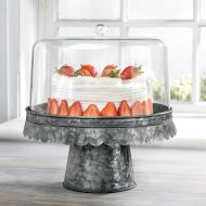 HE Elegant Galvanized Footed Round Server 12 Cake Stand with Dome