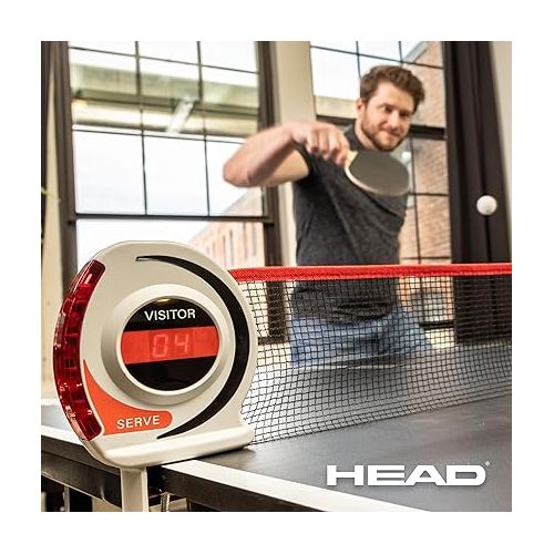 헤드 HEAD Easy Setup Ping Pong Table with Electronic Scorer - Junior Folding Table Tennis Table for Easy Storage - Game Room Table Includes 2 Paddles and Balls