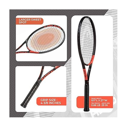 헤드 HEAD Ti. Radical Elite Tennis Racket - Pre-Strung Light Balance 27 Inch Racquet, Gray/Orange
