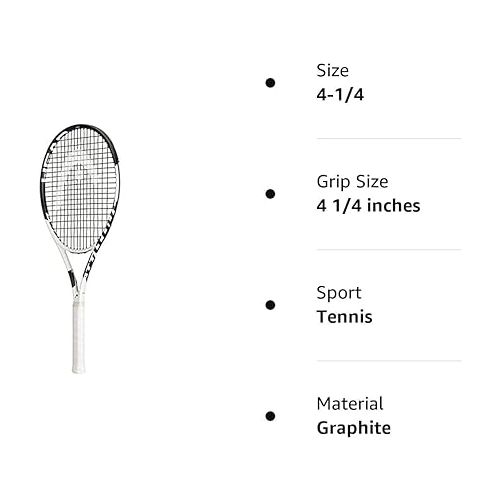 헤드 Metallix Attitude Pro White Tennis Racket - Pre-Strung Adult Tennis Racquet for Control and Maneuverability