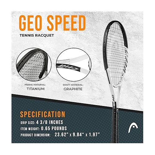 헤드 HEAD Geo Speed Adult Tennis Racket - Pre-Strung Light Balance 27.5 Inch Racquet