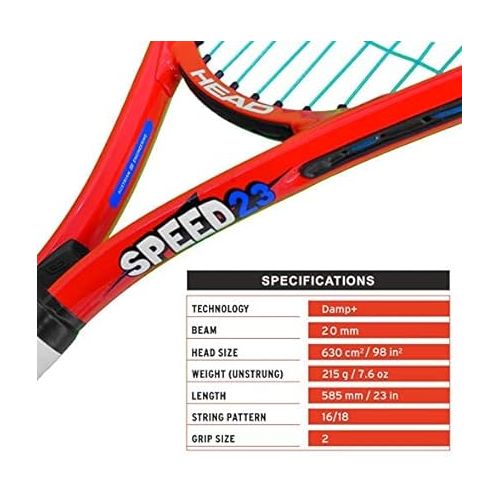 헤드 HEAD Speed 23 Graphite Tennis Racquet for Juniors, Multicolor