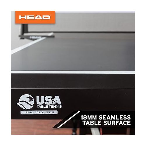 헤드 HEAD Summit USA Indoor Table Tennis Table, Competition Grade Net, 10 Minute Easy Set Up - Ping Pong Table with Playback Mode