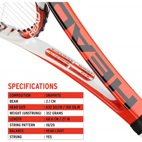 헤드 HEAD Microgel Radical Midplus Tennis Racket - Pre-Strung 27 Inch Adult Racquet