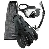 HEAD Manta Mask Fin Snorkel Set, Black Silver - MD