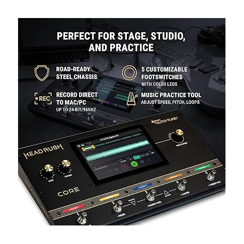  HeadRush Core - Guitar and Vocal Multi Core Effects Amp Modeling Processor with Cloning, Looper, Antares Auto-Tune, Wi-Fi, Touchscreen, and Bluetooth
