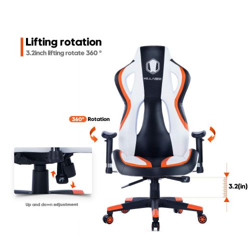  HEALGEN Gaming Chair Racing Style High-Back PU Leather Office Chair PC Desk Chair Executive and Ergonomic Swivel Chairs (Orange)