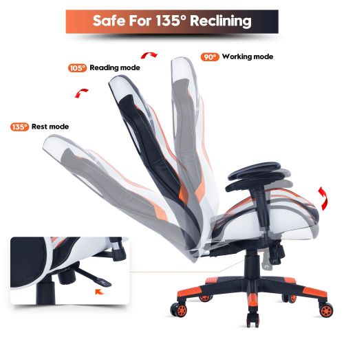  HEALGEN Gaming Chair Racing Style High-Back PU Leather Office Chair PC Desk Chair Executive and Ergonomic Swivel Chairs (Orange)