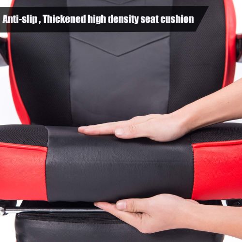  HEALGEN Healgen Gaming Chair with Footrest Racing Computer PC Chair Ergonomic High Back Swivel Executive Office Chair Mesh Leather Reclining Desk Chair Red
