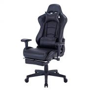 HEALGEN Big and Tall Gaming Chair With Footrest PC Computer Video Game Chair Racing Gamer Pu Leather Chair High Back Swivel Executive Ergonomic Office Chair with Headrest Lumbar Su