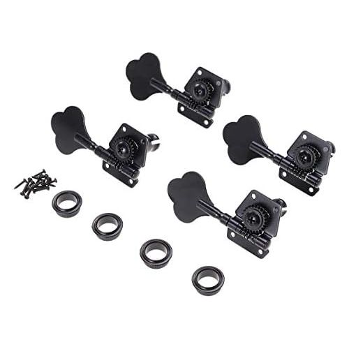  [아마존베스트]HEALLILY GESUND 4-Piece Electric Bass Tuner Peg Black Guitar Open Gear Tuning Pegs 4R Mechanics for Fender Precison Jazz Bass Guitar Replacement