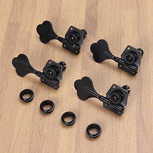  [아마존베스트]HEALLILY GESUND 4-Piece Electric Bass Tuner Peg Black Guitar Open Gear Tuning Pegs 4R Mechanics for Fender Precison Jazz Bass Guitar Replacement