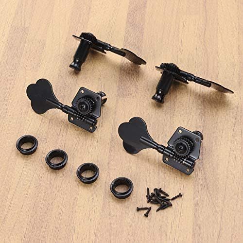  [아마존베스트]HEALLILY GESUND 4-Piece Electric Bass Tuner Peg Black Guitar Open Gear Tuning Pegs 4R Mechanics for Fender Precison Jazz Bass Guitar Replacement