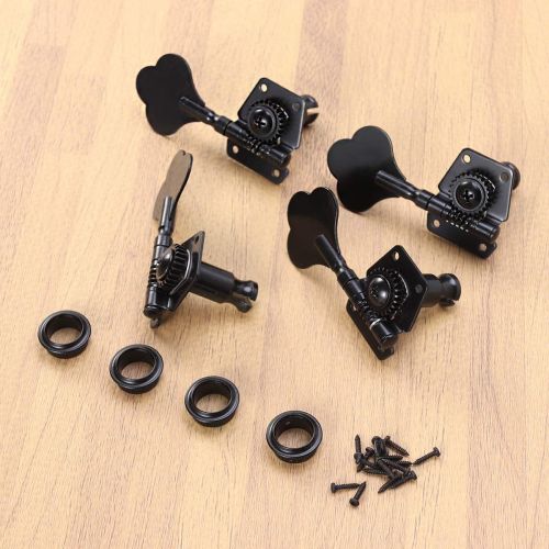  [아마존베스트]HEALLILY GESUND 4-Piece Electric Bass Tuner Peg Black Guitar Open Gear Tuning Pegs 4R Mechanics for Fender Precison Jazz Bass Guitar Replacement