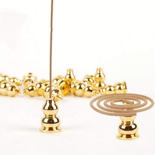  인센스스틱 HEALLILY 5PCS Golden Brass Incense Burner Holder for Incense Stick Coil Bottle Gourd Shaped Copper Incense Holder