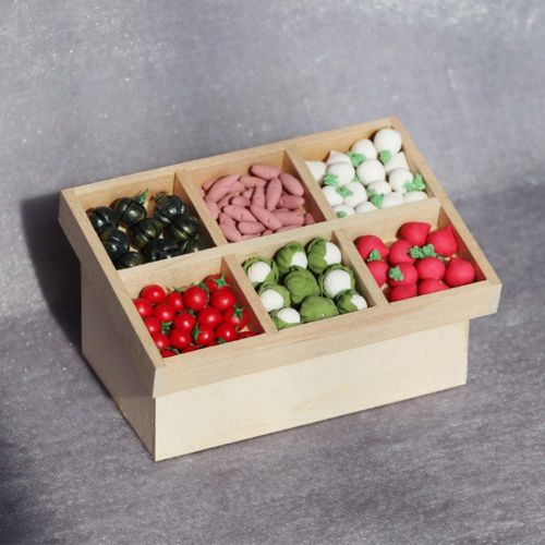  HEALLILY 1 12 Scale Dollhouse Furniture Mini Tiny Fruit Vegetable Retail Display Stand Model Photo Prop Fairy Garden Decor for Children Kids