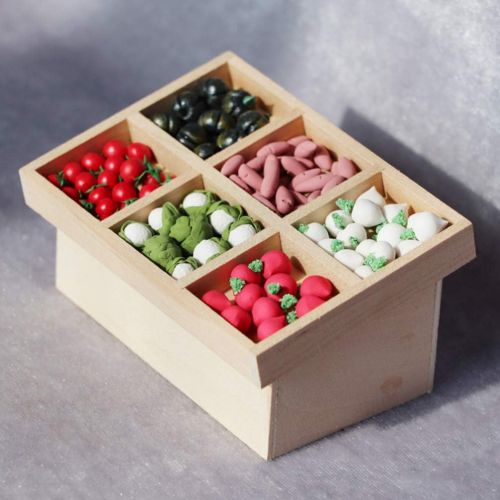  HEALLILY 1 12 Scale Dollhouse Furniture Mini Tiny Fruit Vegetable Retail Display Stand Model Photo Prop Fairy Garden Decor for Children Kids