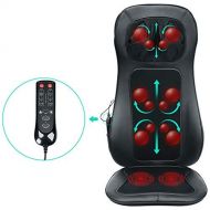 HEALTH LINE MASSAGE PRODUCTS Shiatsu Massage Cushion Pad with Heat 12 Massage Nodes Full Back & Neck Massager, Height Adjustable -deep Kneading for Home Office and Car Use (Black) (Massage Cushion)