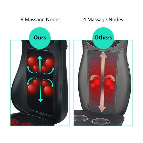  HEALTH LINE MASSAGE PRODUCTS Shiatsu Massage Cushion Pad with Heat 12 Massage Nodes Full Back & Neck Massager, Height Adjustable -deep Kneading for Home Office and Car Use (Black) (Massage Cushion)